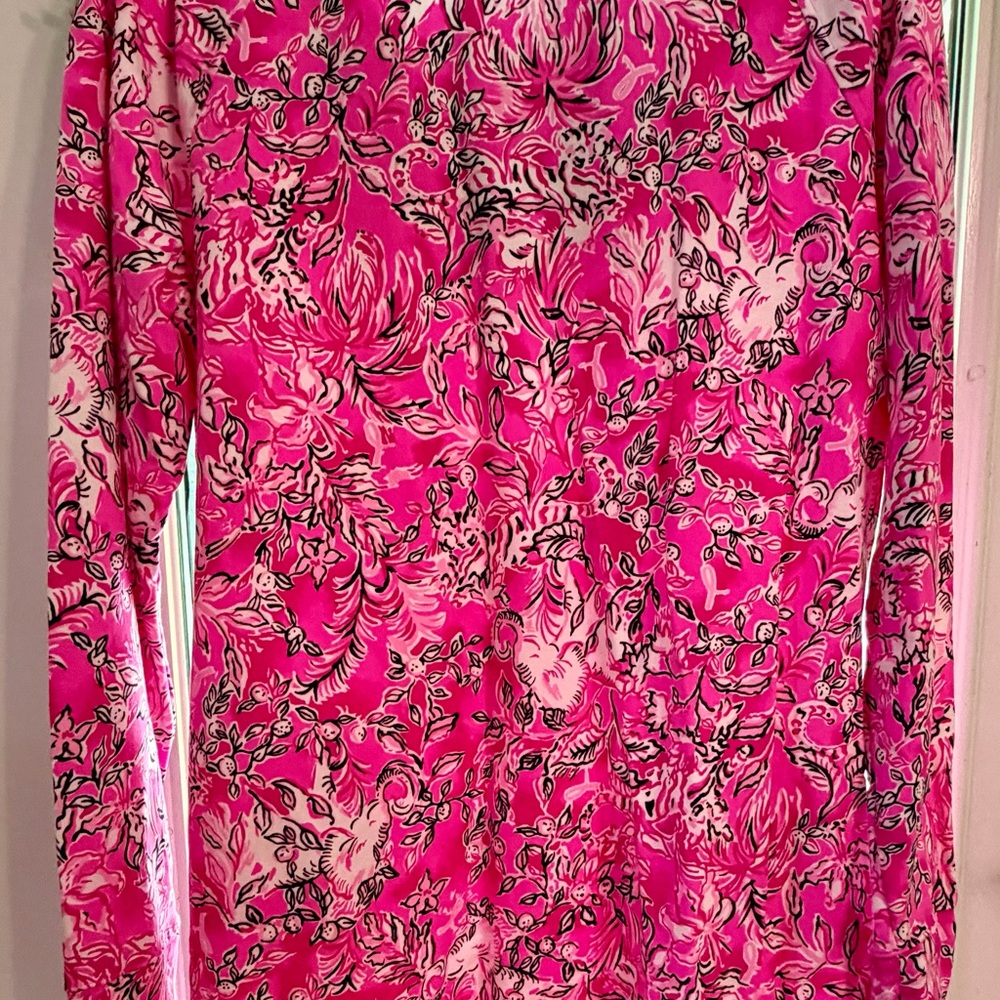 Lilly Pulitzer Hot Pink and White Floral V-Neck Dress - Picture 3 of 4